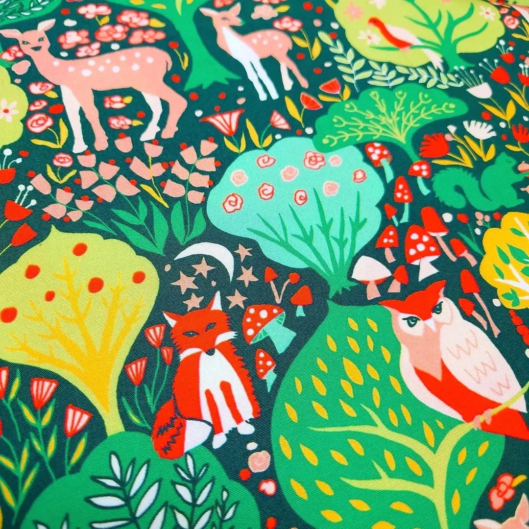 Organic cotton mushroom animals Skirt / made in JAPAN / England fabric / - 裙子 - 棉．麻 绿色