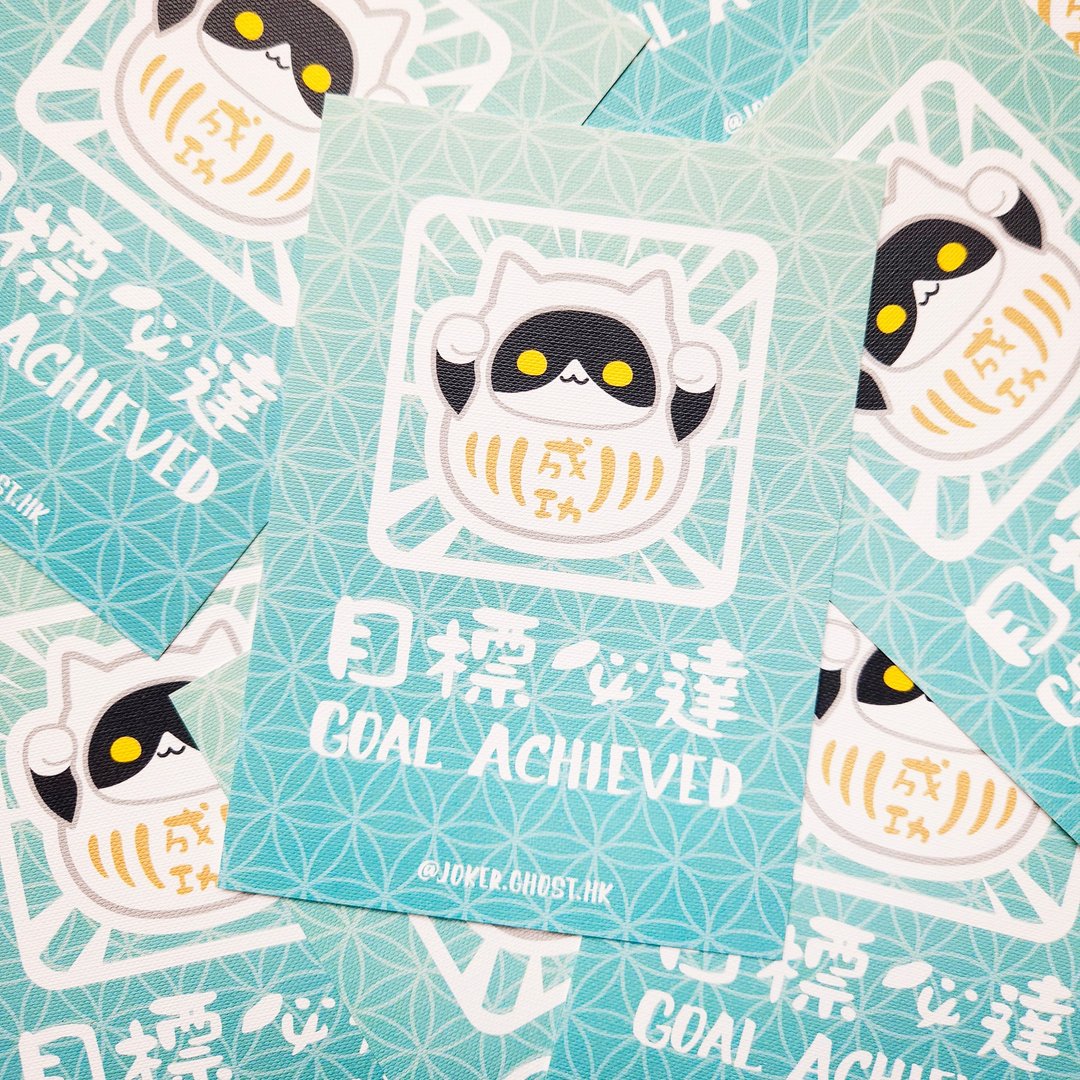 达摩喵贺卡(白) - 卡片/明信片 - 纸 蓝色