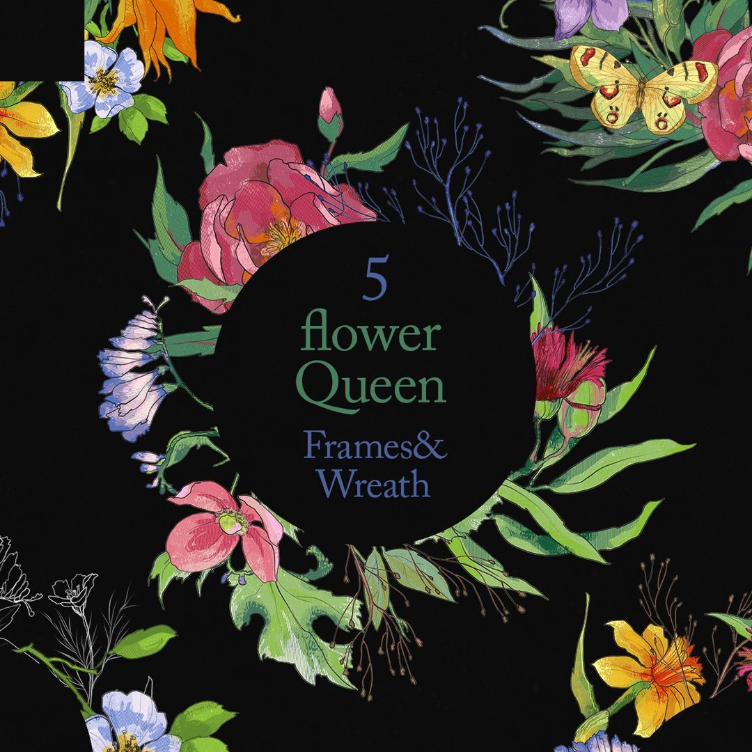 Flower frames and wresths, floral vintage elements, botanical clipart - 电子手绘真人画像/绘画/插画 - 其他材质 