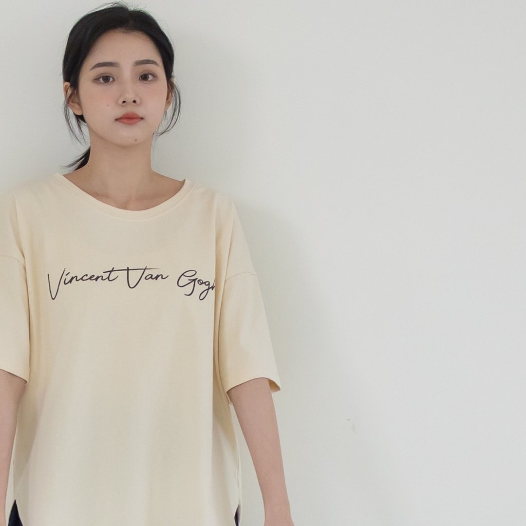 舒适棉燕尾式重磅圆领 T 黄 F - 女装上衣 - 棉．麻 黄色