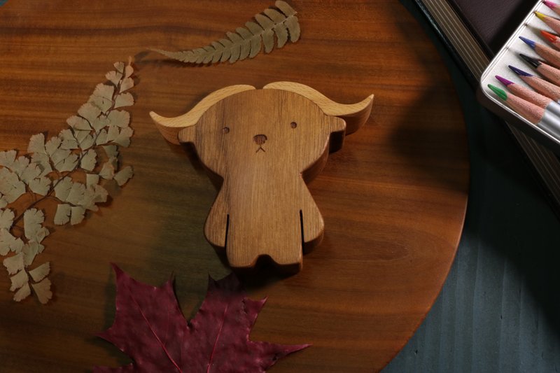 疗愈系木偶 x 呆萌森物-非洲水牛 Novak - 玩偶/公仔 - 木头 咖啡色