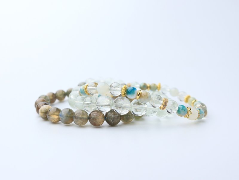 心念之石 玉化美国松 绿水晶 白月光 水晶手链 龙鳞蓝晶 共生蓝晶 - 手链/手环 - 水晶 绿色