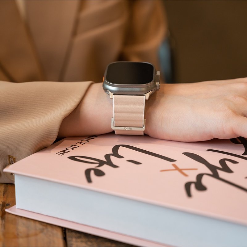 Revix Apple Watch 硅胶真皮表带 -胭脂粉/白 - 表带 - 其他材质 粉红色