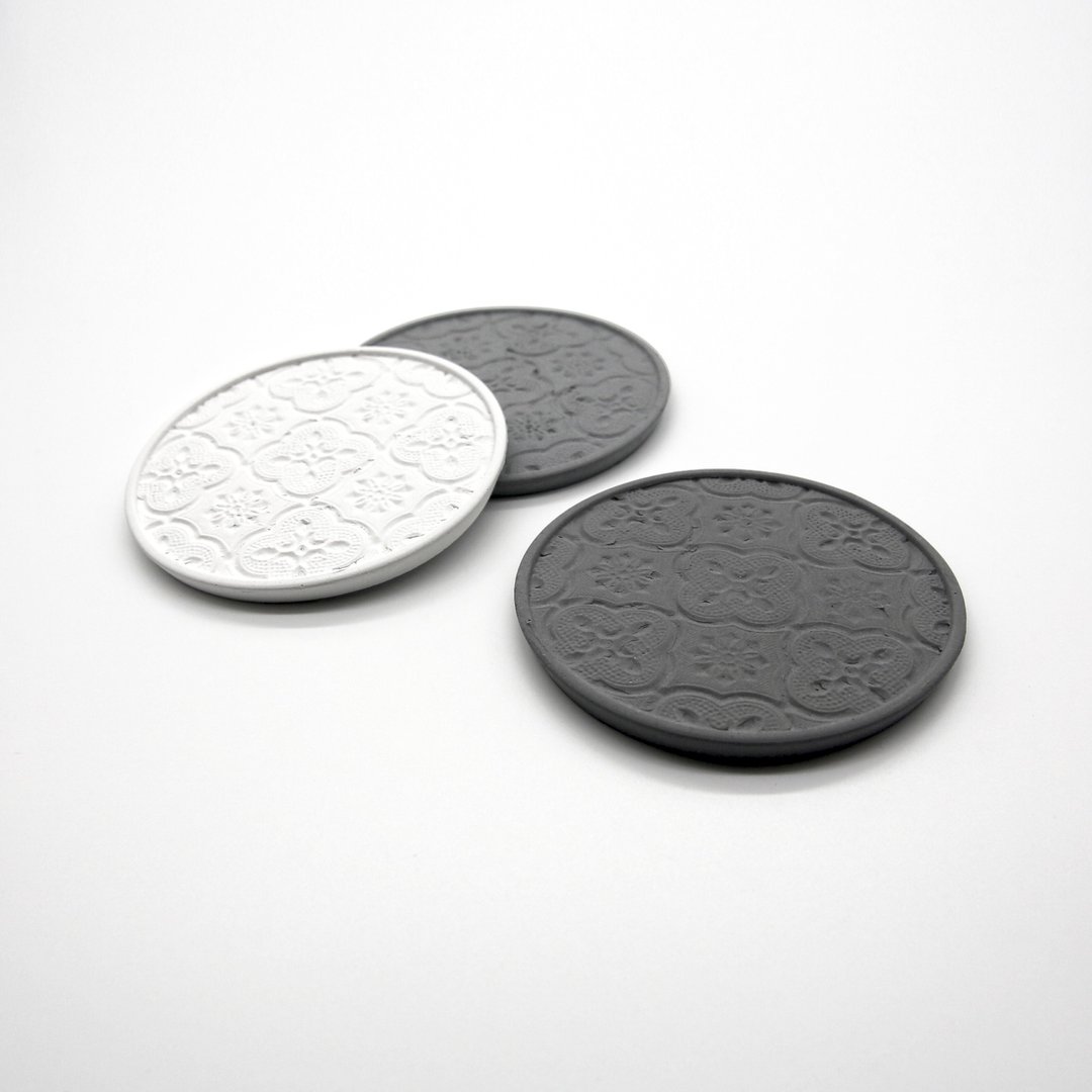 Patterned Glass COASTER I 海棠花 I 置物皿 I 杯垫－马年开运物 - 摆饰 - 水泥 灰色