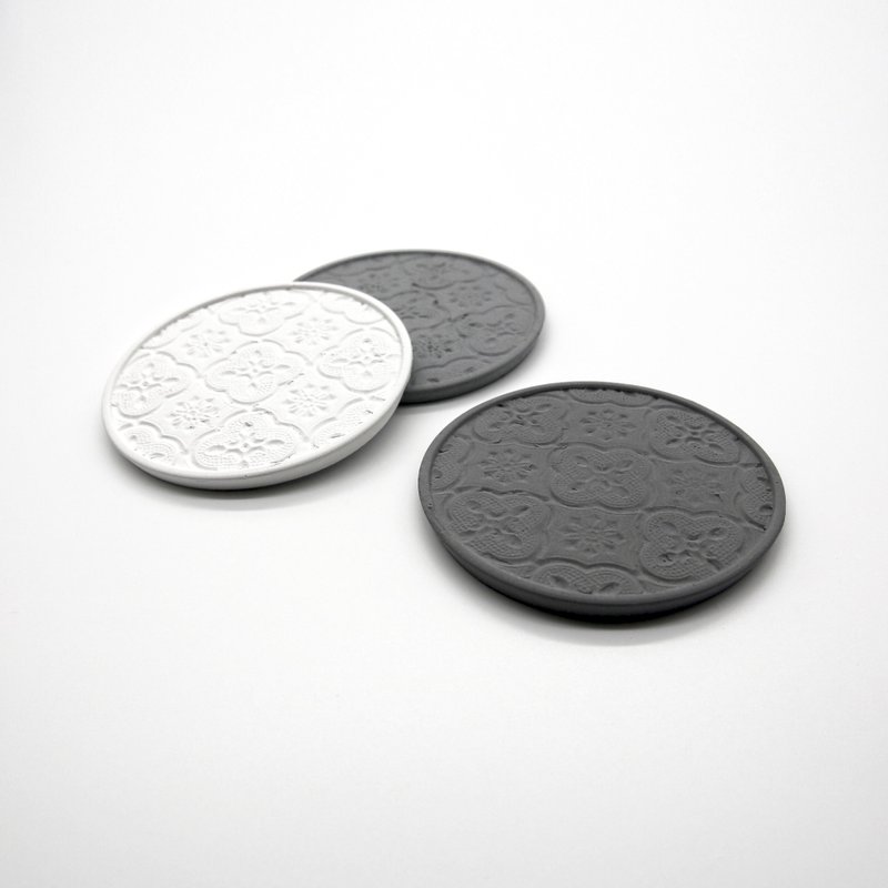 Patterned Glass COASTER I 海棠花 I 置物皿 I 水泥 I 杯垫－ - 摆饰 - 水泥 灰色