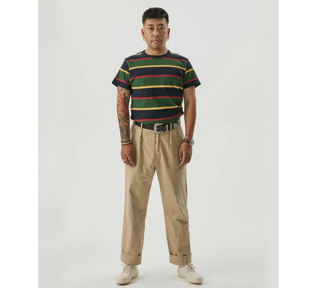 NON STOCK 复古休闲长裤 两折西装裤 直筒裤 Chino Trousers - 男士长裤 - 棉．麻 卡其色