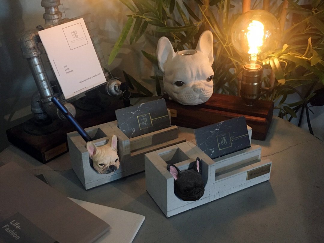 曙 MUSE 法斗水泥双层名片架  办公室 扩香石 手作 创意 定制化 - 名片架/名片座 - 水泥 多色