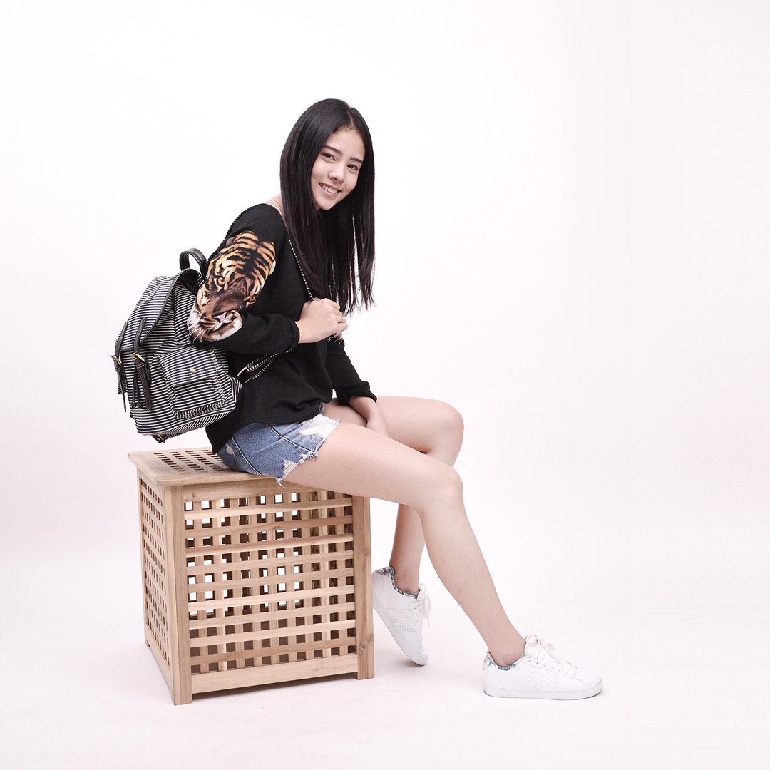 doom doom backpack - small stripes - 手拿包 - 棉．麻 多色