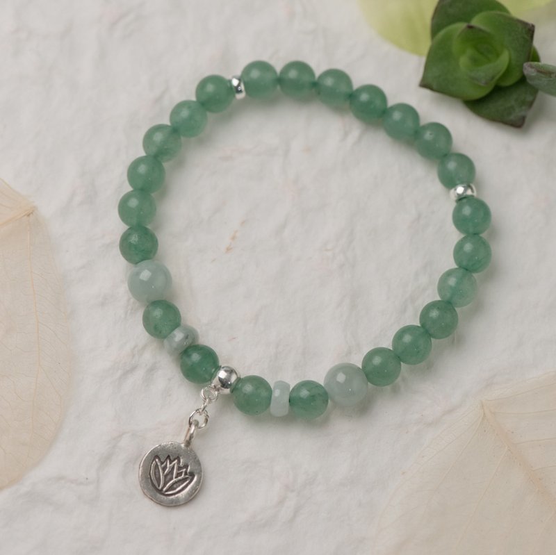 东陵玉系列。乐连连。B款。6mm东陵玉翡翠单层手串。 - 手链/手环 - 玉石 绿色