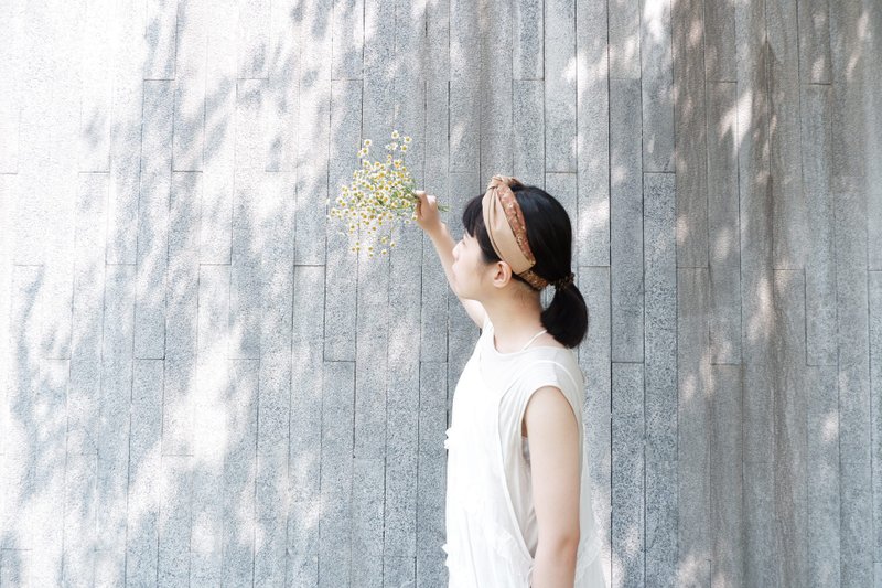 夕暮花卉 乡村风 日系 褐色 双层单扭结发带 ggoomstudio - 发带/发箍 - 棉．麻 咖啡色