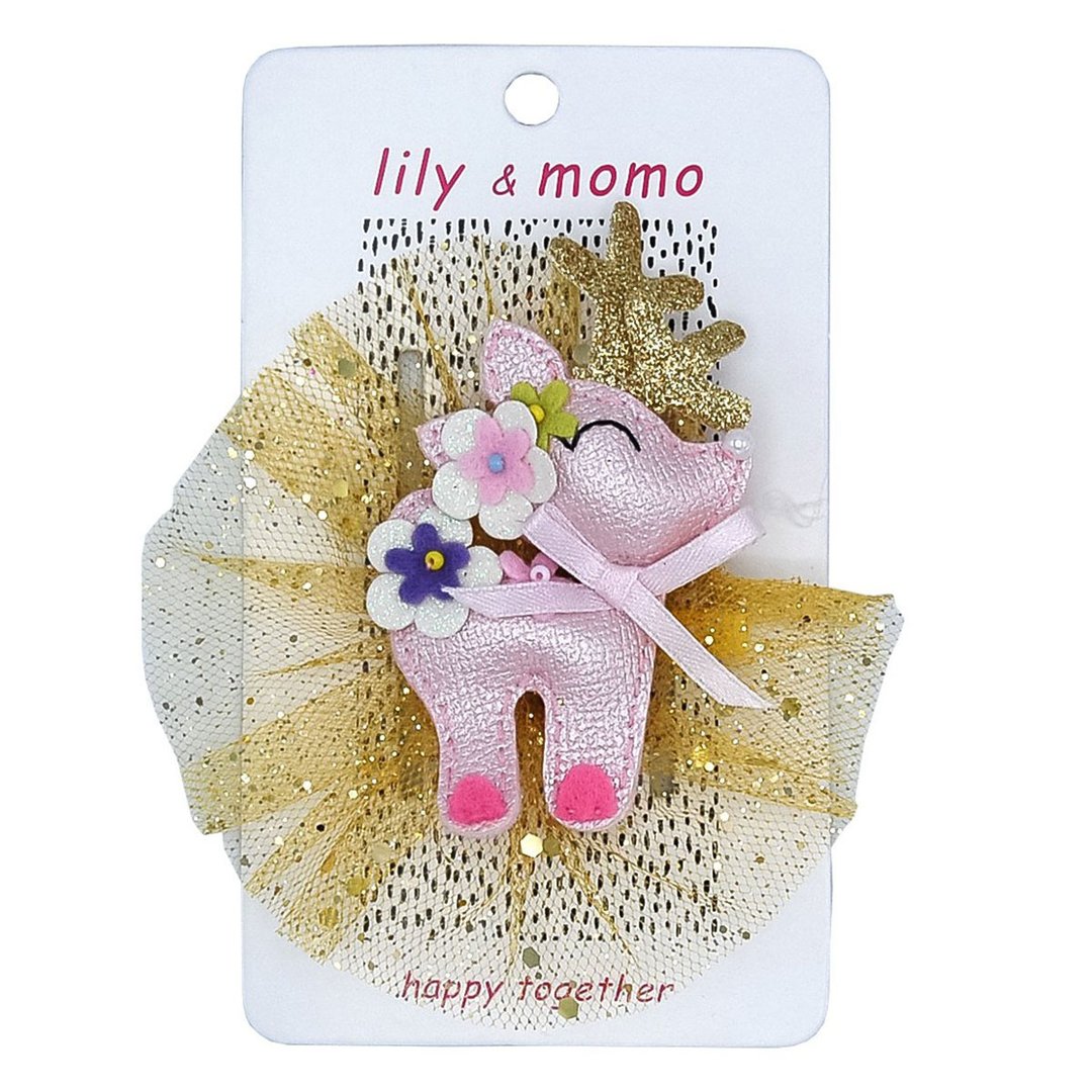 美国 Lily & Momo 手工发饰 ─ 甜美小鹿 | 造型网纱 | 优雅气质 - 婴儿饰品 - 聚酯纤维 粉红色