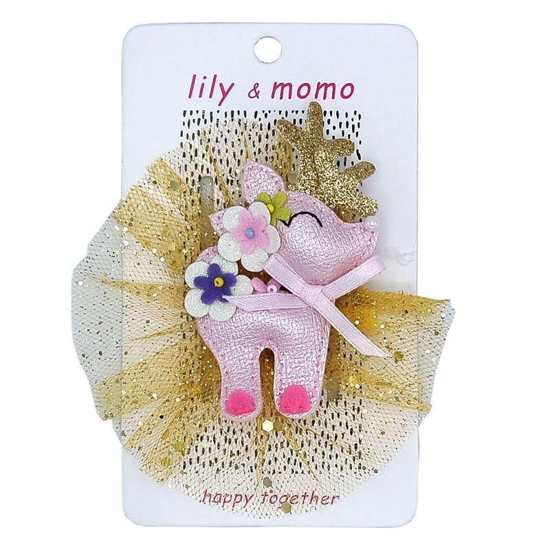 美国 Lily & Momo 手工发饰 ─ 甜美小鹿 | 造型网纱 | 优雅气质 - 婴儿饰品 - 聚酯纤维 粉红色