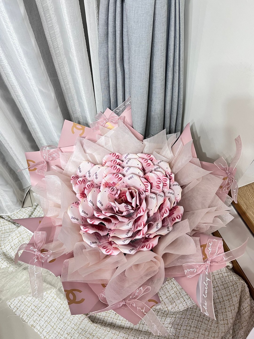 粉色小香风 有钱花/钞票花束/节日花束/求婚 告白必备 - 干燥花/捧花 - 植物．花 