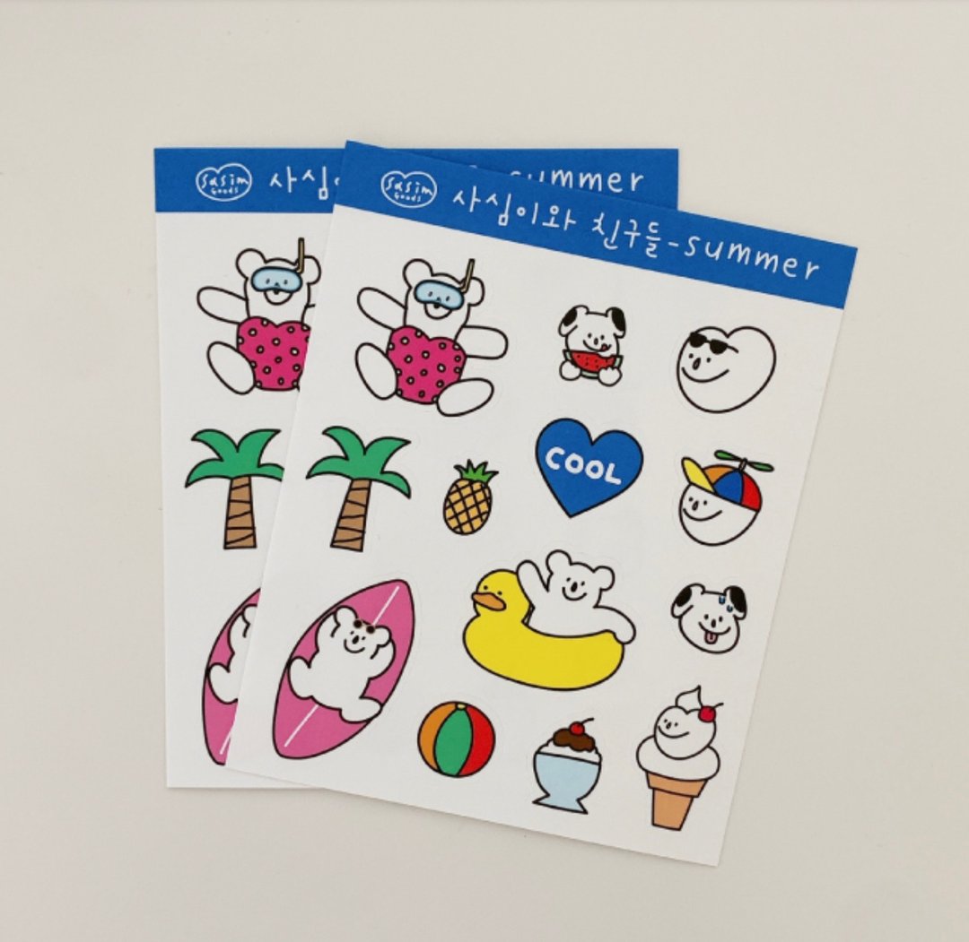 SASIM Friend 夏天贴纸包 / 2入 - 贴纸 - 纸 