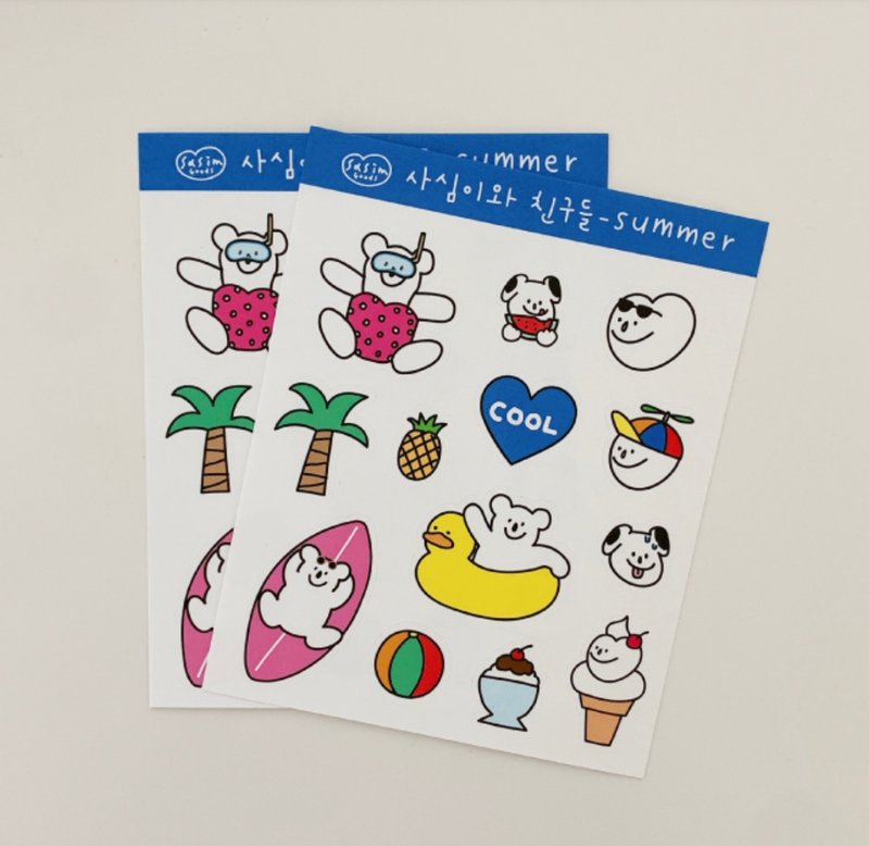 SASIM Friend 夏天贴纸包 / 2入 - 贴纸 - 纸 