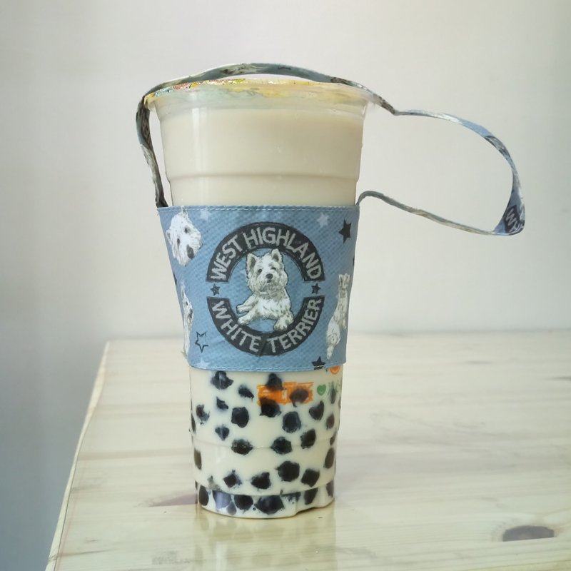 西高地白梗LOGO-双面饮料杯套-狗狗素描系列~双面饮料提袋 - 随行杯提袋/水壶袋 - 聚酯纤维 