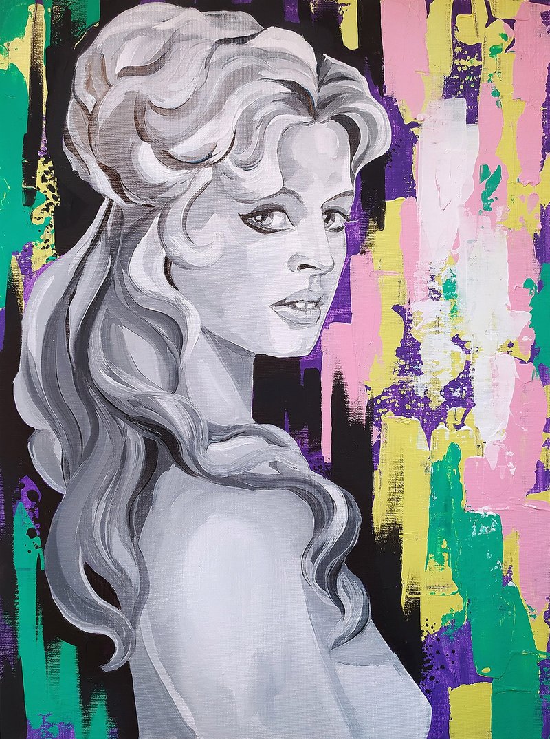 Portrait of Brigitte Bardot oil painting - 墙贴/壁贴 - 其他材质 多色