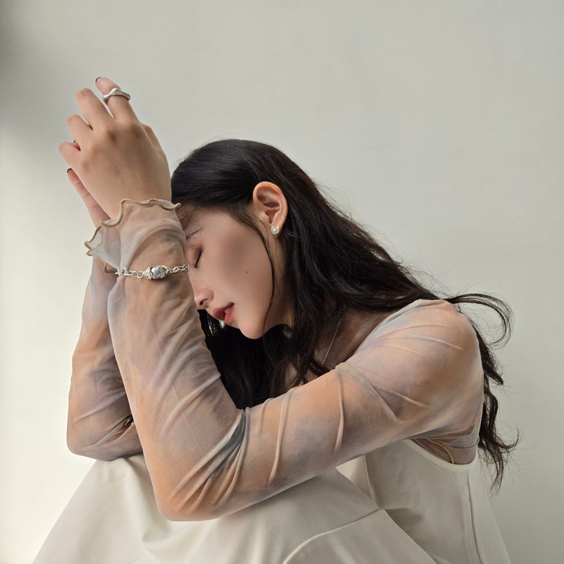 珍珠耳针 - 耳环/耳夹 - 纯银 