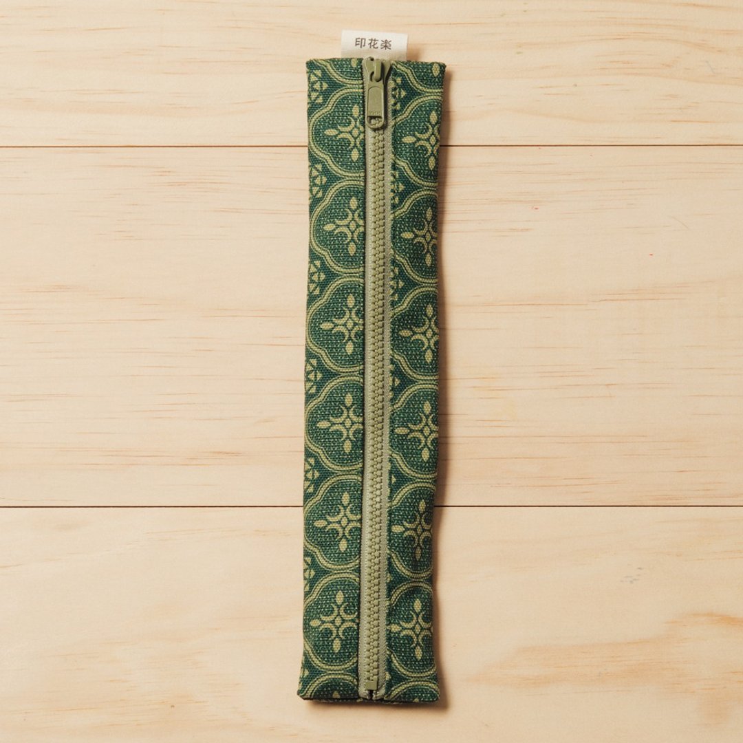 拉链餐具袋(含餐具)/玻璃海棠/古董草绿 - 筷子/筷架 - 棉 绿色