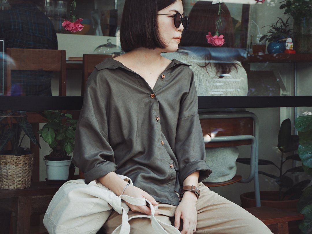 2ways2days : Olive Green - 女装衬衫 - 棉 绿色