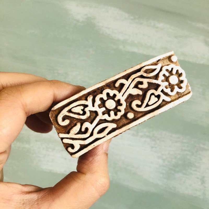 空灵花叶木刻手工印章 - 印章/印台 - 木头 咖啡色