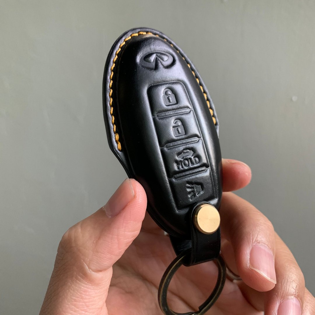 Infiniti 马臀 钥匙皮套 QX30 QX50 QX55 QX60 QX70 Q50 Q60 QX70 - 钥匙链/钥匙包 - 真皮 黑色