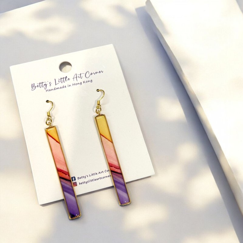 酒精墨水艺术长型耳环 (A) - 耳环/耳夹 - 其他材质 多色