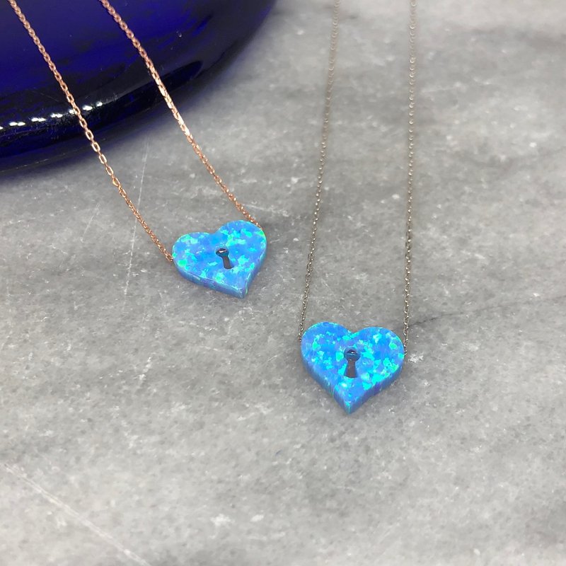 土耳其制925纯银 蛋白石OPEN我的心项链 - 项链 - 纯银 