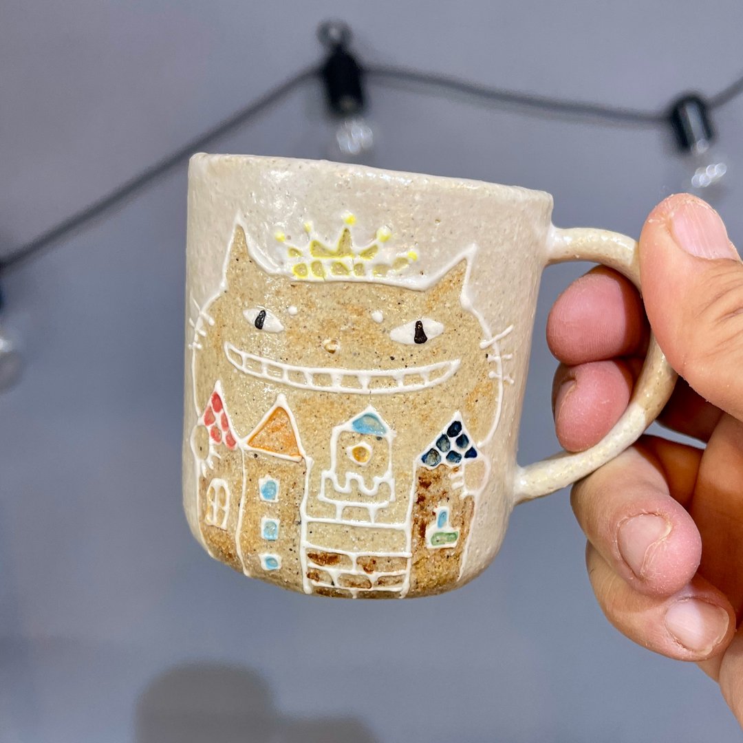 猫街国王马克杯 - 白色雾面 - 咖啡杯/马克杯 - 陶 白色