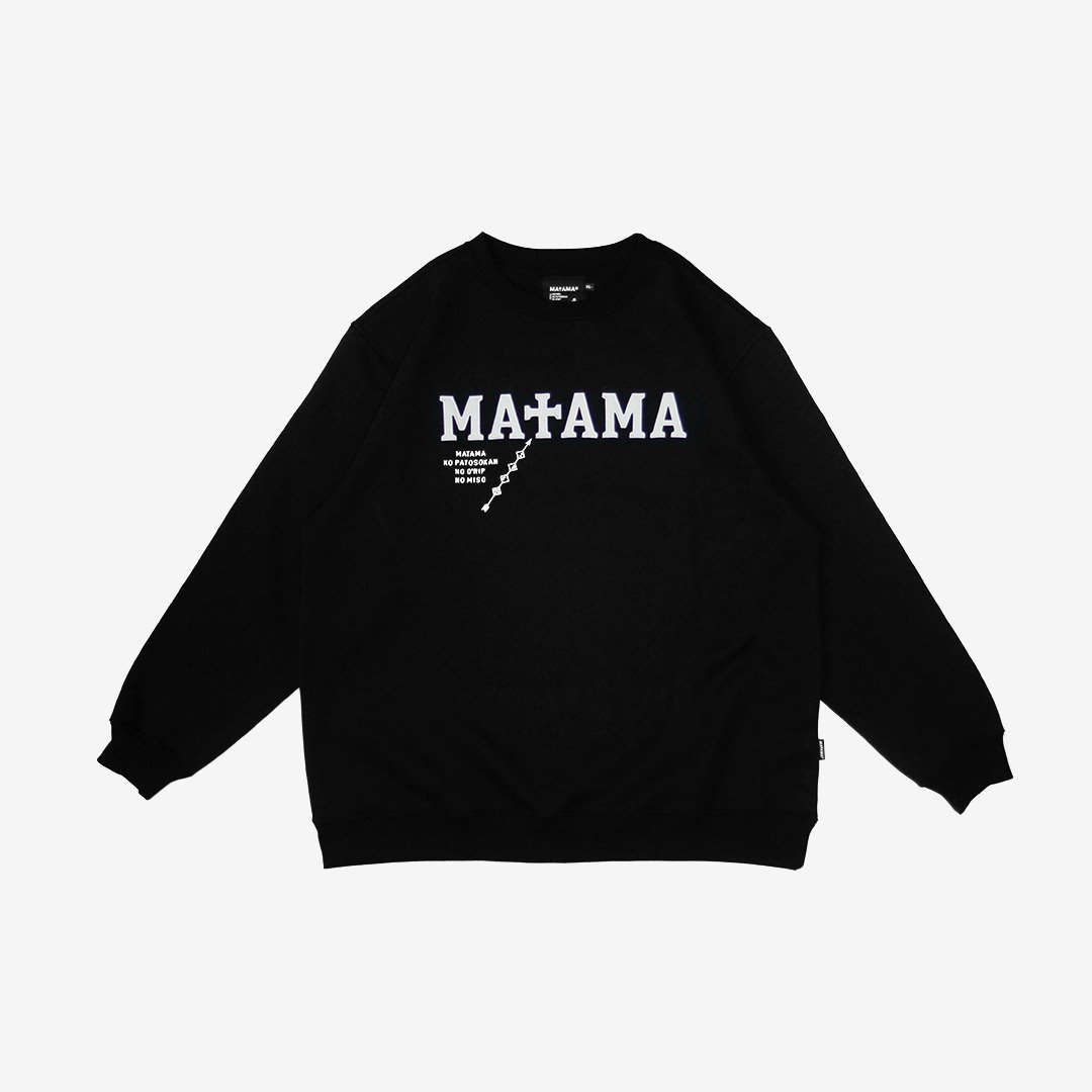 MATAMA 20 A/W 刺绣大学T / Electric Embroidery Sweatshirts BK - 男装上衣/T 恤 - 棉 黑色