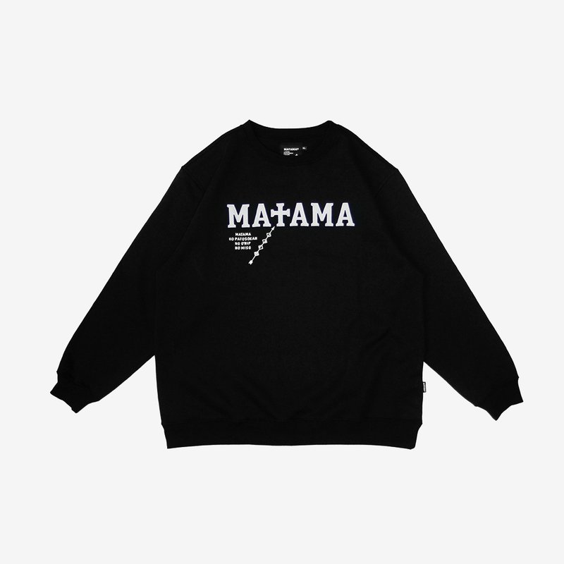 MATAMA 20 A/W 刺绣大学T / Electric Embroidery Sweatshirts BK - 男装上衣/T 恤 - 棉．麻 黑色