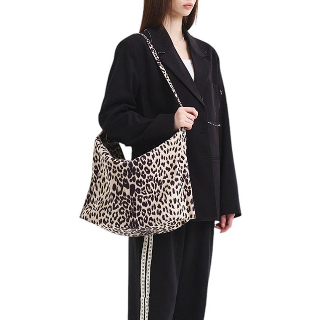 韓國製 MUR NUOVO 手袋/單肩包/手提袋 (Leopard Cream) - 侧背包/斜挎包 - 环保材料 