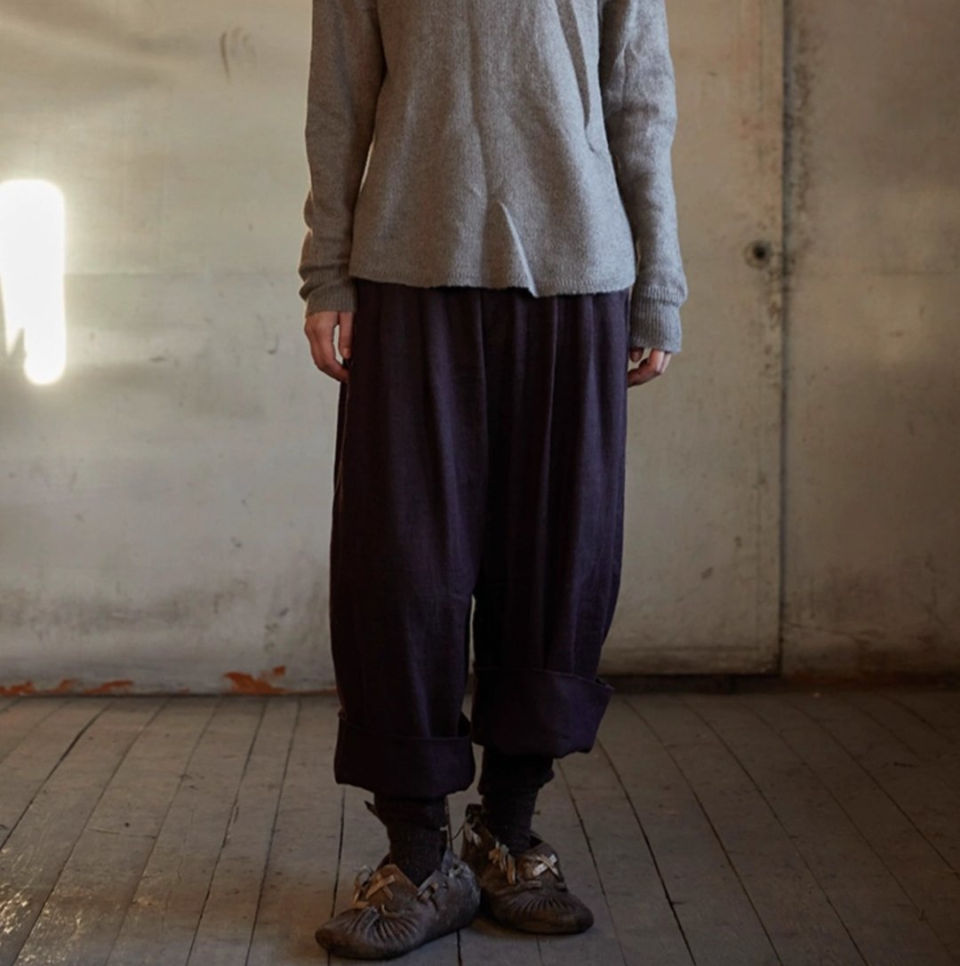 复古文青 棉麻舒适休闲长裤 - 女装长裤 - 其他材质 紫色