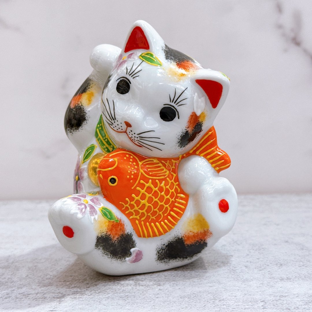 【樱鲤纳福】日本九谷烧招财猫 | 樱鲤 - 摆饰 - 瓷 多色