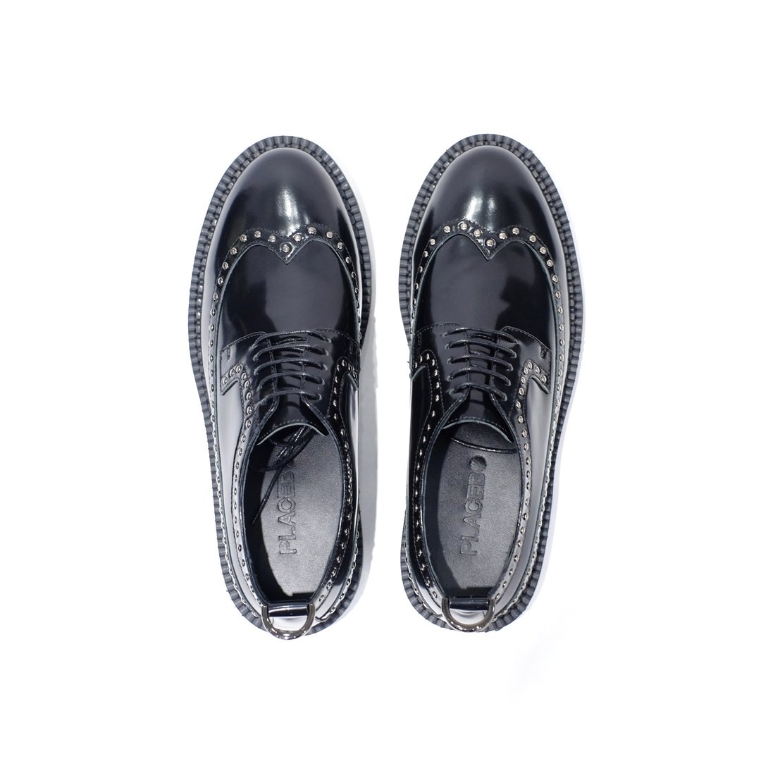 Fw/17 keyring Rivets Men shoes - 男款休闲鞋 - 真皮 黑色