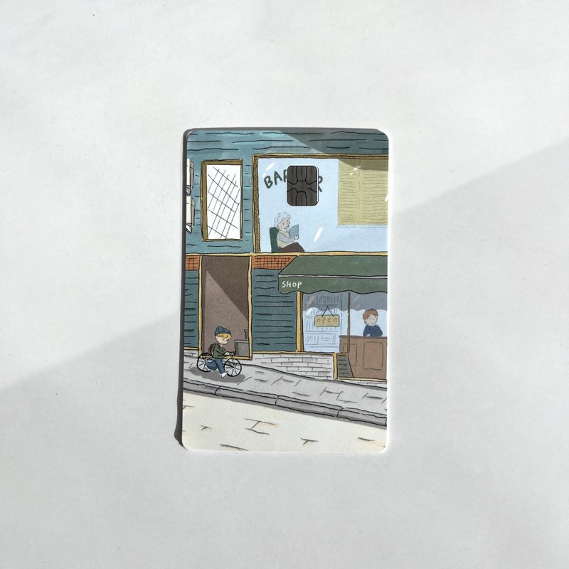 收集日常的片刻 - 手绘风景 IC 卡贴 (自行车少年) - 贴纸 - 纸 蓝色