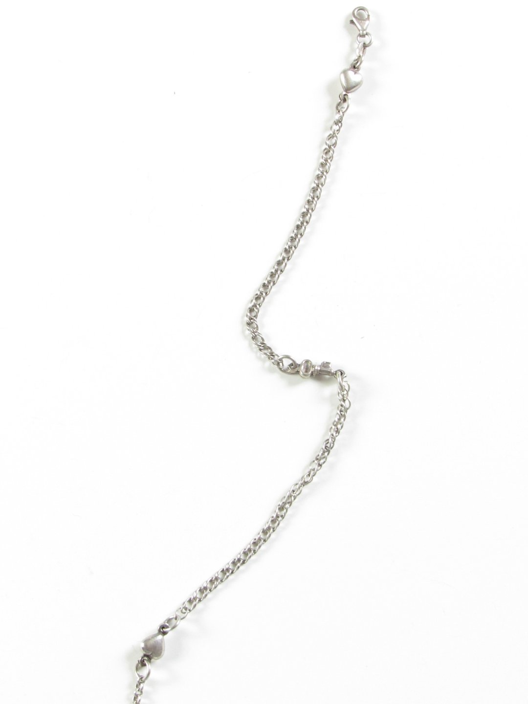 Vintage Dainty Heart Key Sterling Silver Charm Bracelet - 手链/手环 - 纯银 银色