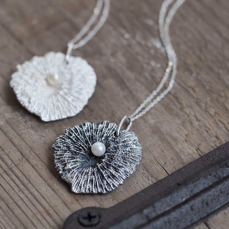 珍珠珊瑚长项链 925银 - 长链 - 其他金属 银色