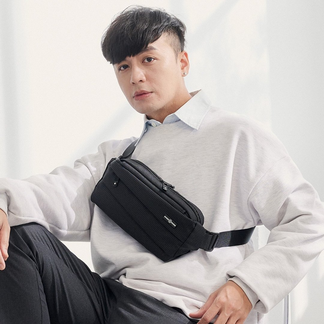 MANDE RHODE - 格纹造型斜背包 - A5898K - 侧背包/斜挎包 - 聚酯纤维 黑色