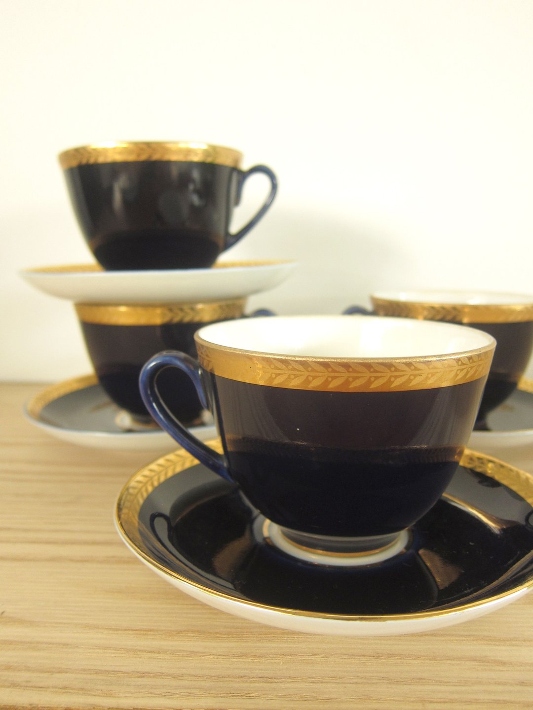 苏联钴蓝金枝镶边古董杯盘组 - 茶具/茶杯 - 瓷 蓝色