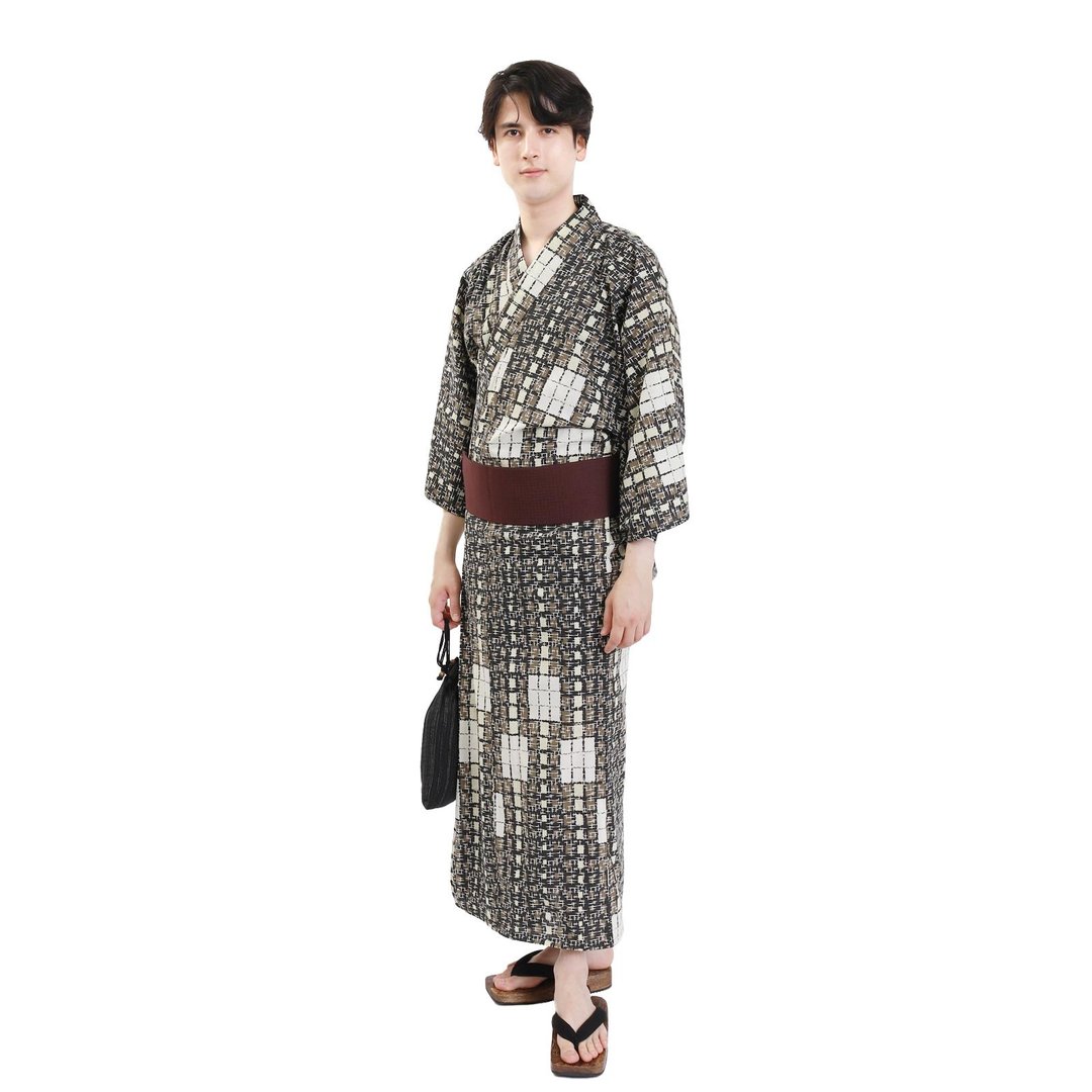 日本 和服 男士 绵 浴衣 腰封 2 件 套组  S M L Z32-12A - 其他 - 棉．麻 蓝色