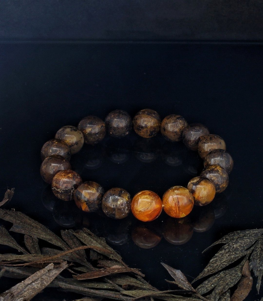 波罗的海天然药珀 12.5mm 手链 Baltic Amber Bracelet 12.5mm - 手链/手环 - 宝石 