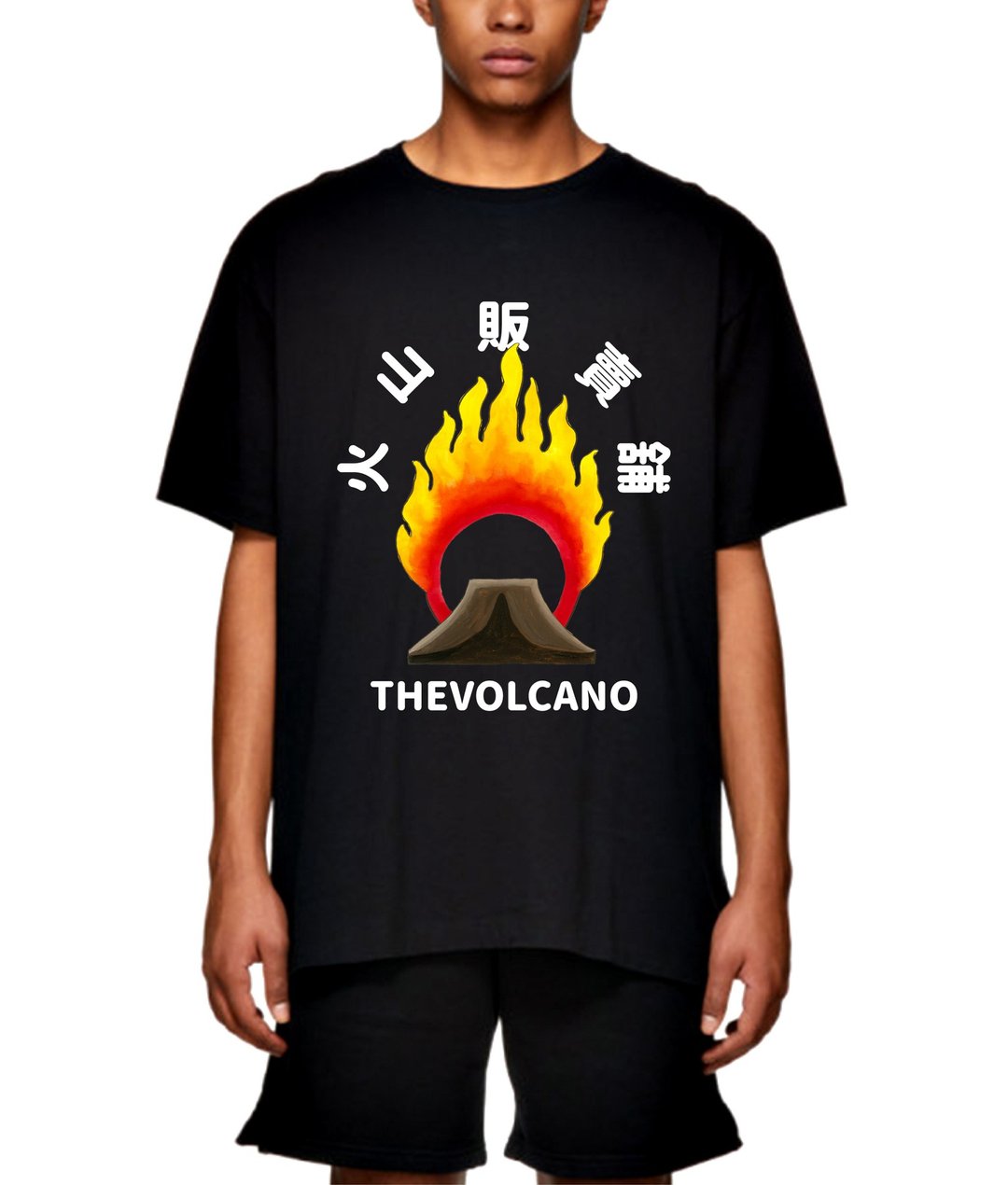 火山烈焰衣服 - 中性连帽卫衣/T 恤 - 棉．麻 黑色
