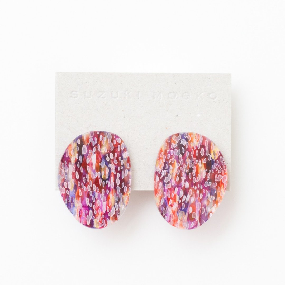 earrings (夾式) - 耳环/耳夹 - 压克力 红色