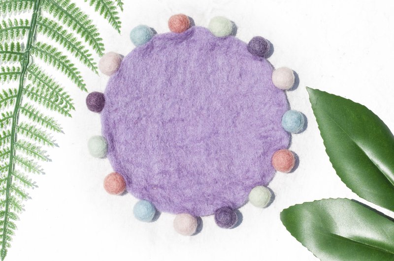 交换礼物民族风森林系羊毛毡杯垫 彩虹点点杯垫-莫兰迪吸水杯垫 - 杯垫 - 羊毛 多色