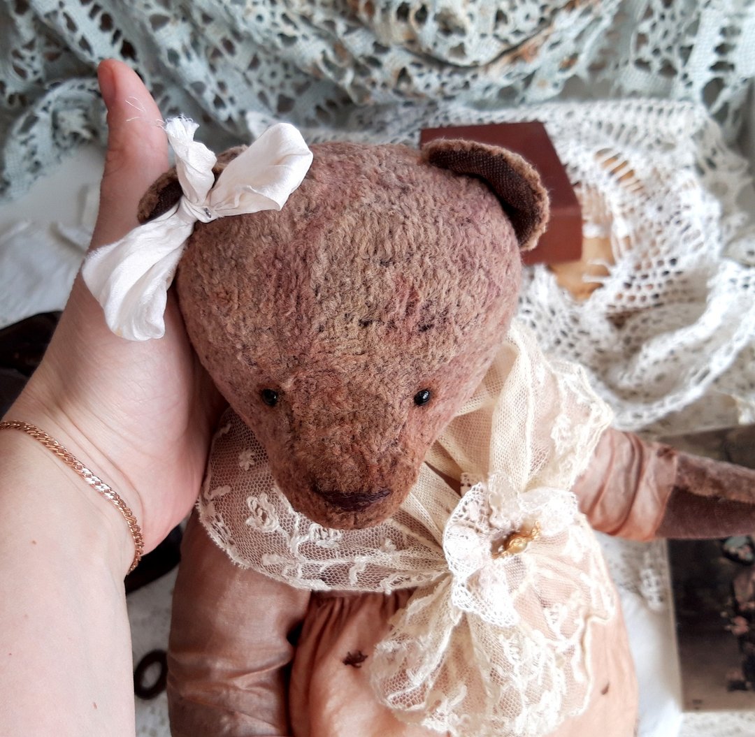 Ooak teddy bear Polina. Art doll animal. Old teddy bear looking - 玩偶/公仔 - 其他材质 卡其色