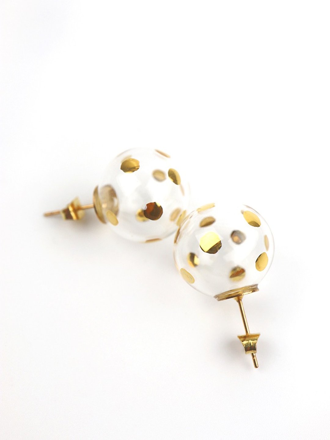 SUSIE GOLD DOTS - 真金彩绘波点玻璃球 耳丁 - 颈链 - 玻璃 金色