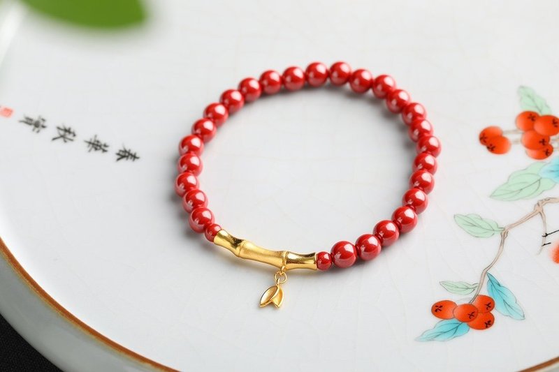 天然原矿朱砂帝王砂手链 规格6mm左右   朱砂含量高达95%以上 - 手链/手环 - 宝石 