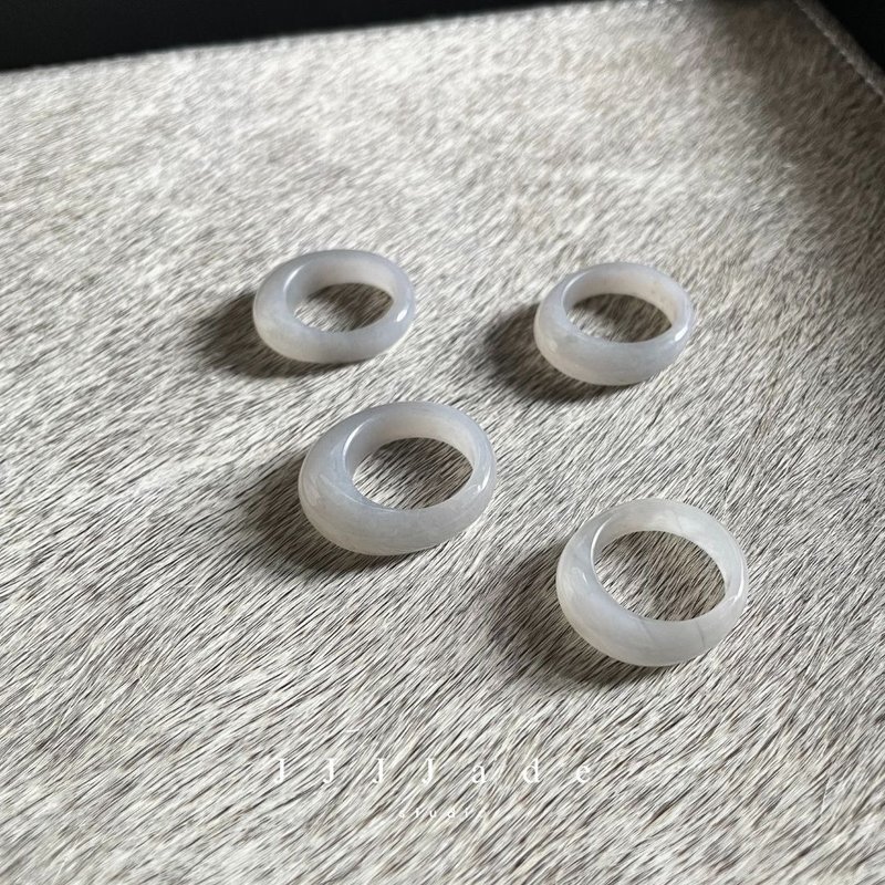 天然和田玉烟紫小牛角包戒指 时微 港码16~14 #334 #335 #336#337 - 戒指 - 玉石 紫色