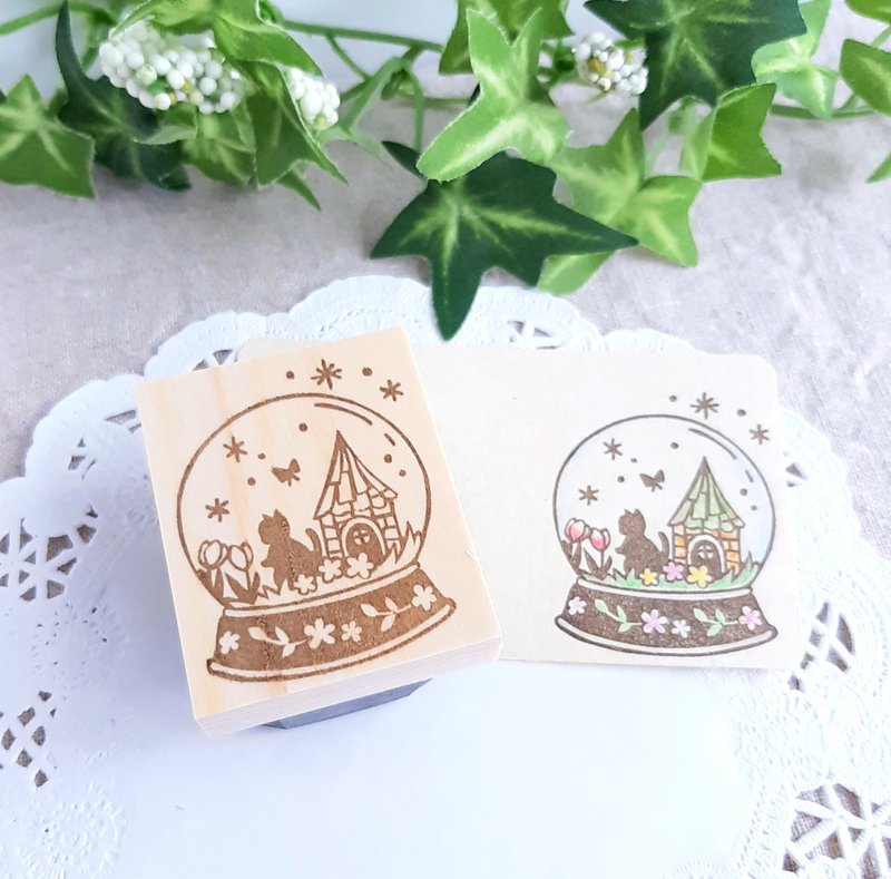 子猫の初夏の庭ドームはんこ - 印章/印台 - 橡胶 透明